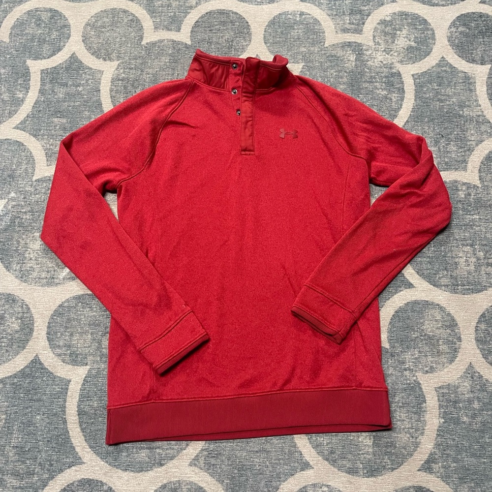 Under Armour Red Kids Quarter-Snap Pullover Sweatshirt